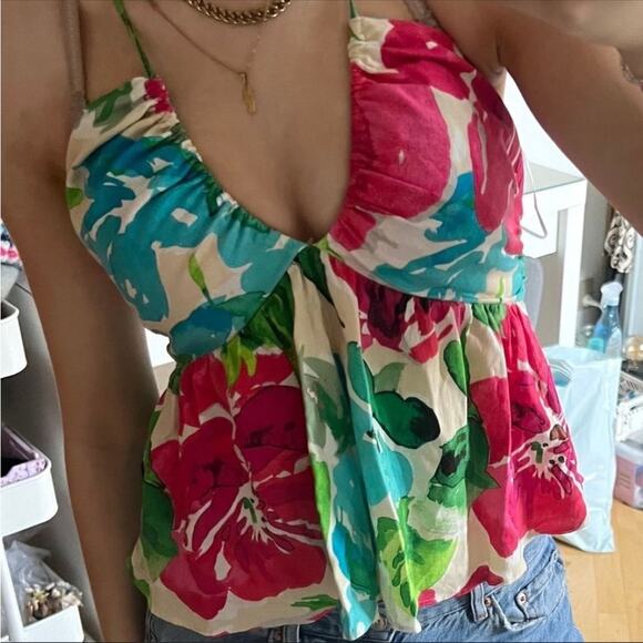 Zara Floral Multicolor Women's Top Size Large NWOT - Picture 2 of 6